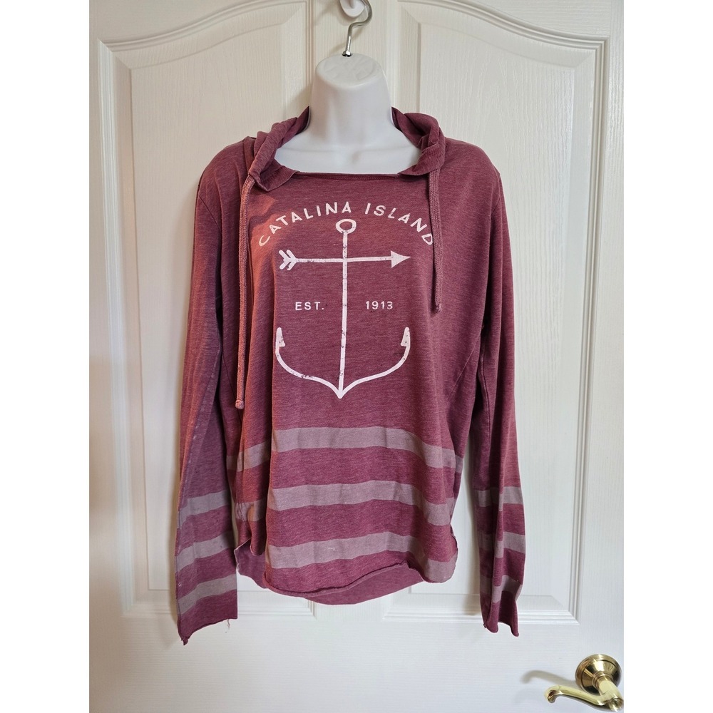 MV Sport Catalina Island Anchor Graphic Pullover Hoodie Burgundy‎ Size S /0384